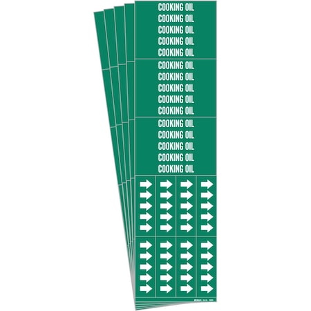 Brady COOKING OIL Pipe Marker Style 3C with Arrows White on Green 3 per Card, 5 PK 106086-PK
